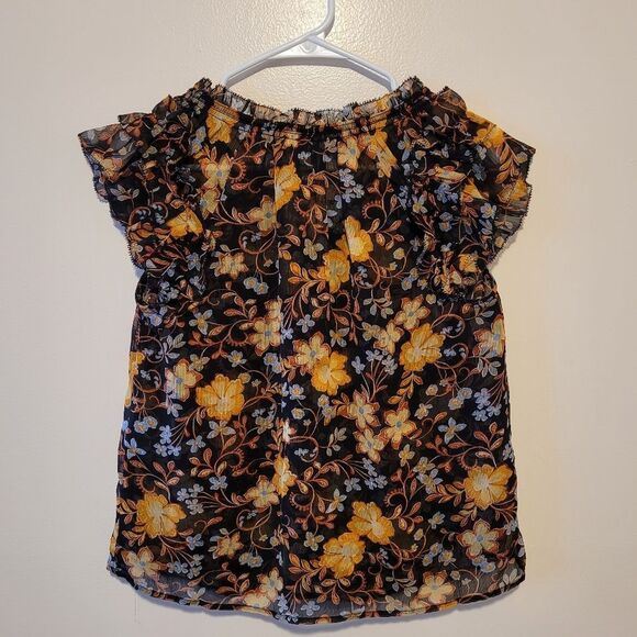 Old Navy Floral Sheer Blouse with Ruffled Sleeves - Picture 2 of 4